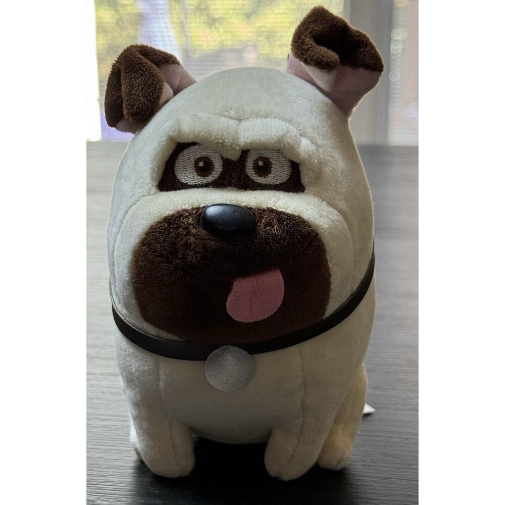 TY Secret Life Of Pets Small 5" Mel Pug Beanie Plush Tongue Collar Soft Eyes